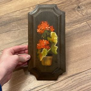 Vintage Floral Painting on Board